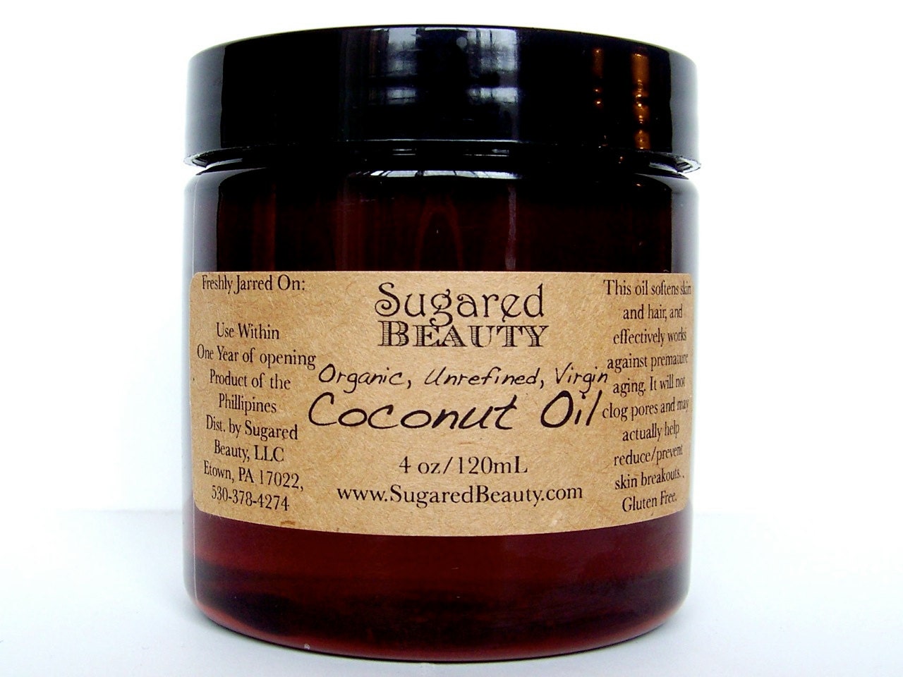 Three-Jar Subscription: Organic Coconut Oil. Four oz, Free Shipping, Face and Body Moisturizer. Delicious Coconut Smell.