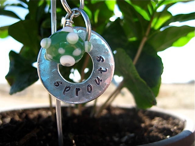 Sprouts Hand Stamped Garden Marker Stake