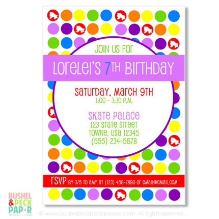 Rainbow Rollerskating Party Invites Il_170x135