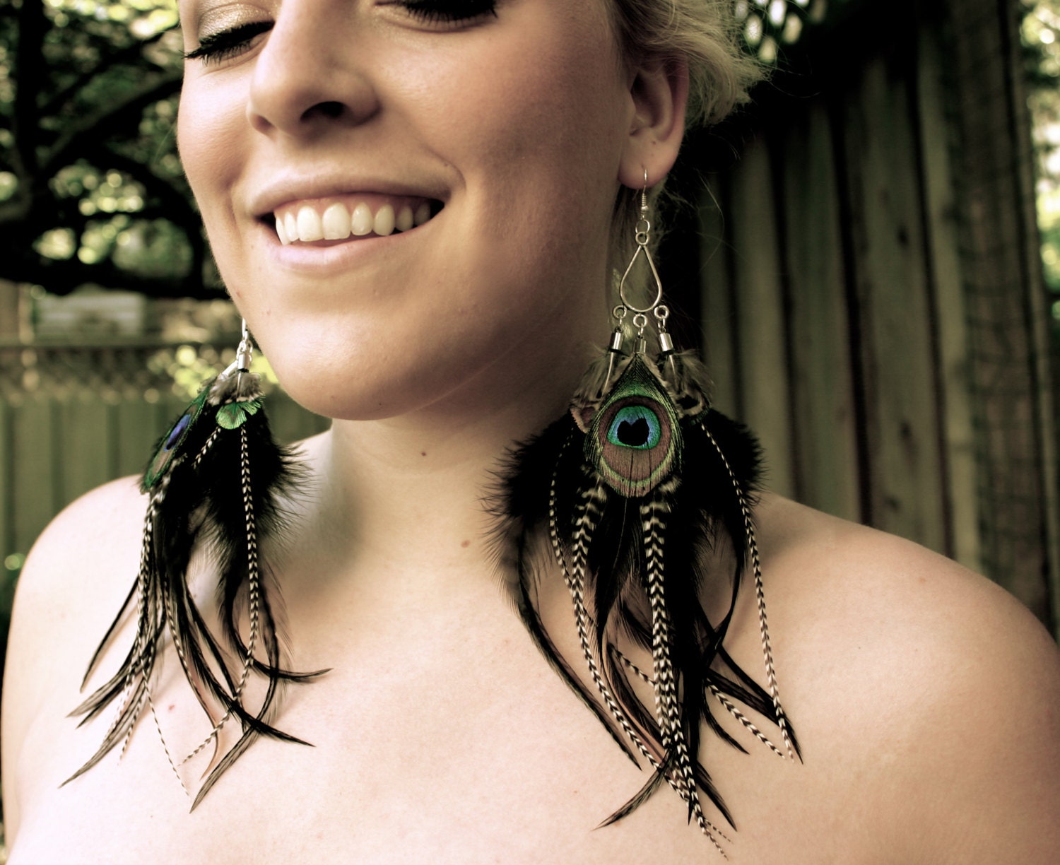 Feather Earrings - Love Birds