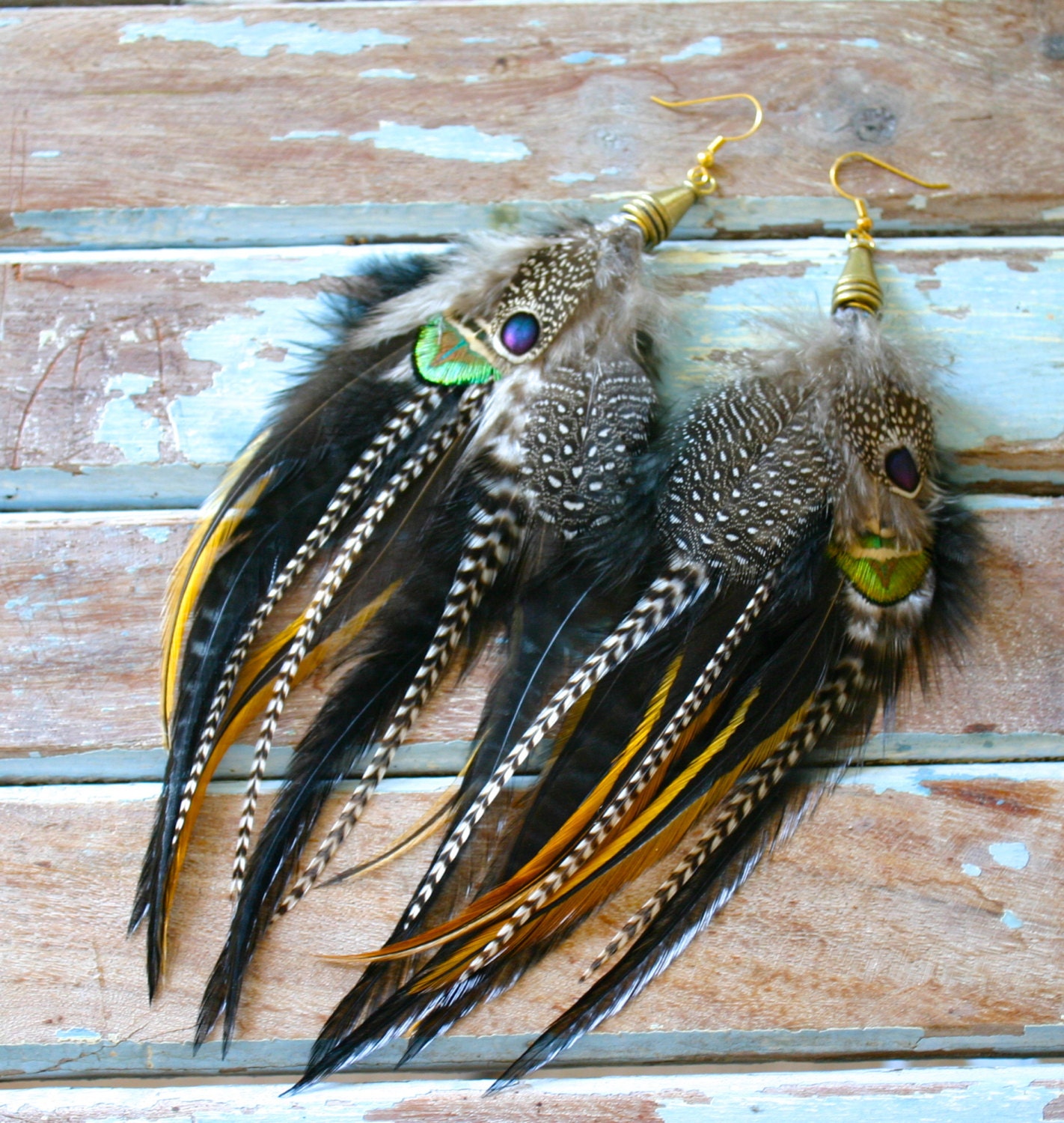 Feather Earrings - Night Sky