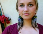 Feather Earrings - Fire Agate