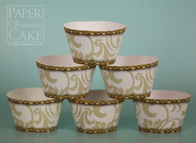 Cupcake Wrapper, Glamour, Printable Set For Your Wedding, Birthday Or Any Day - Simply Print, Cut, Assemble, Enjoy