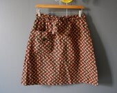 1970's Green and Red Floral Skort