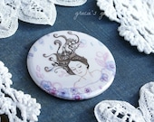Pocket mirror - Sleeping Beauty,Embroidered Art,illustration,girl,floral