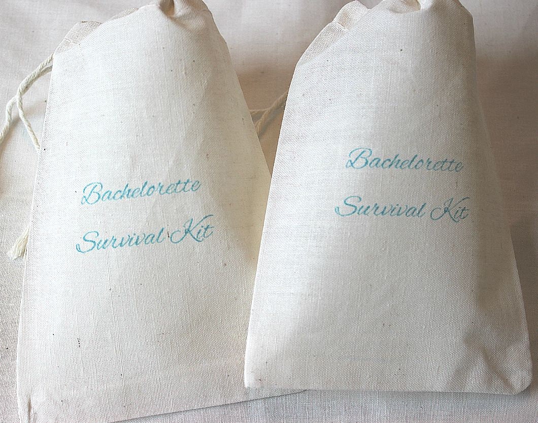 15 Bachelorette Survival Kit - Organic Cotton Drawstring Bags - Great for Bachelorette Parties 4x6 Il_170x135