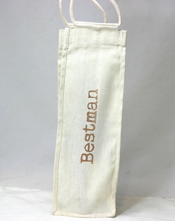 Bestman Wine Bottle Bag - cotton canvas with double handles - Perfect for Weddings Il_570xn