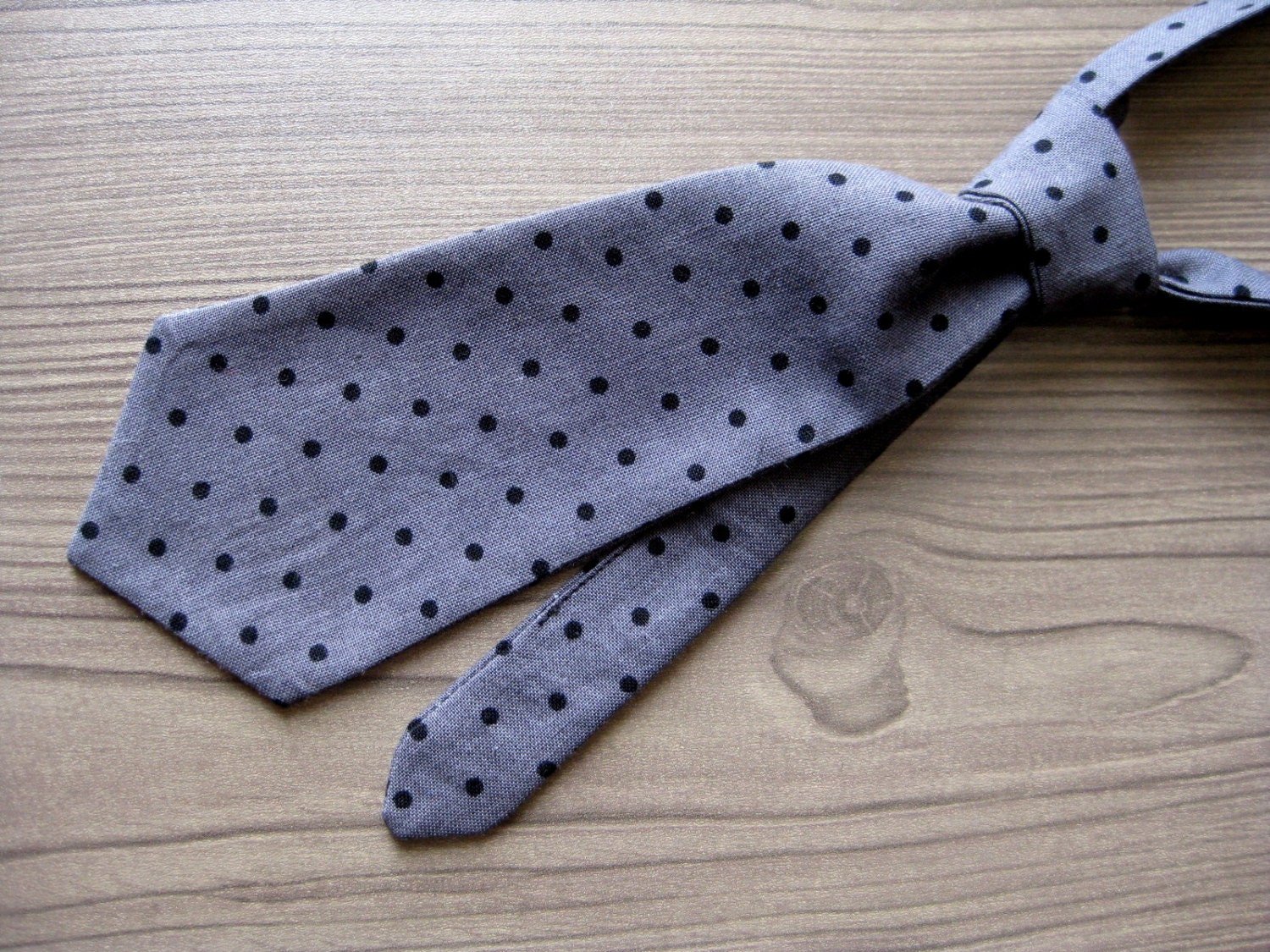 Baby / Toddler Tie - charcoal gray / black - polka dot