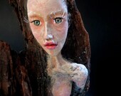 Tree Nymph Sculpture (an Art Doll in clay and wood carving) by Award - Winning Fae Factory Steampunk Chic, Eco Artist, Dr Franky Dolan