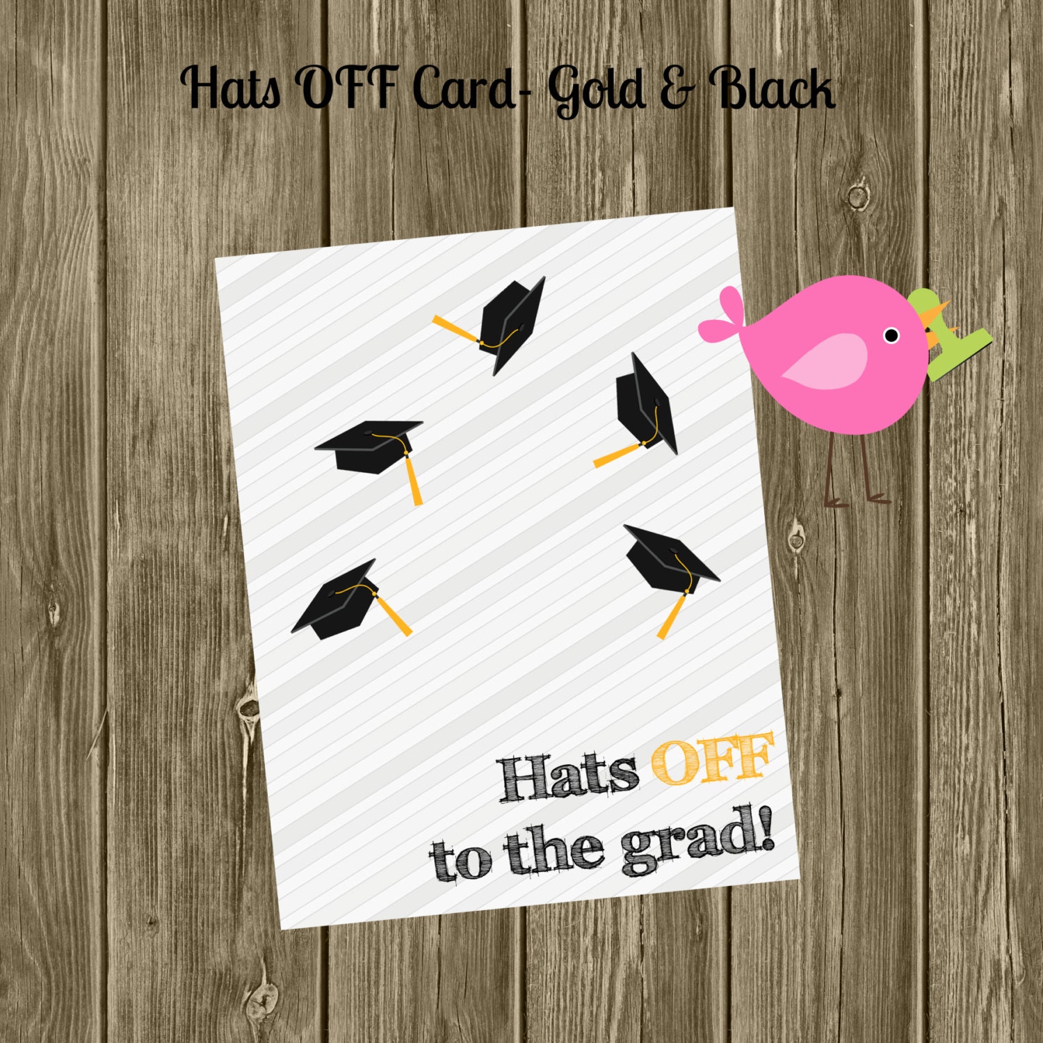 Hats OFF to the grad: 4.25 x 5.5 Greeting Card. Graduation, Grad, Smarty Pants, 2013, Colors can be customized Il_170x135