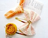 Felt Hair Clips - Giddy Up and Grow hair clips, Attached to GOLD  snap clips