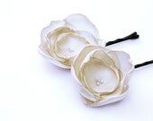 Champagne (light) Bridesmaid Rosebud Flower Hair Pins