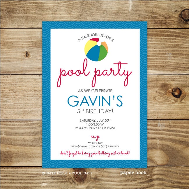 PRINTABLE - Pool Party Invitation