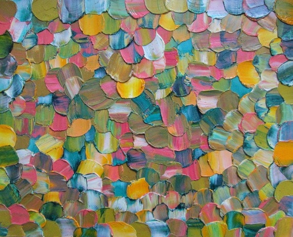 Original Abstract Painting Textured Home Decor Ochre Pink Orange