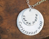 Hand Stamped Kids Names Layered Necklace Sterling Silver