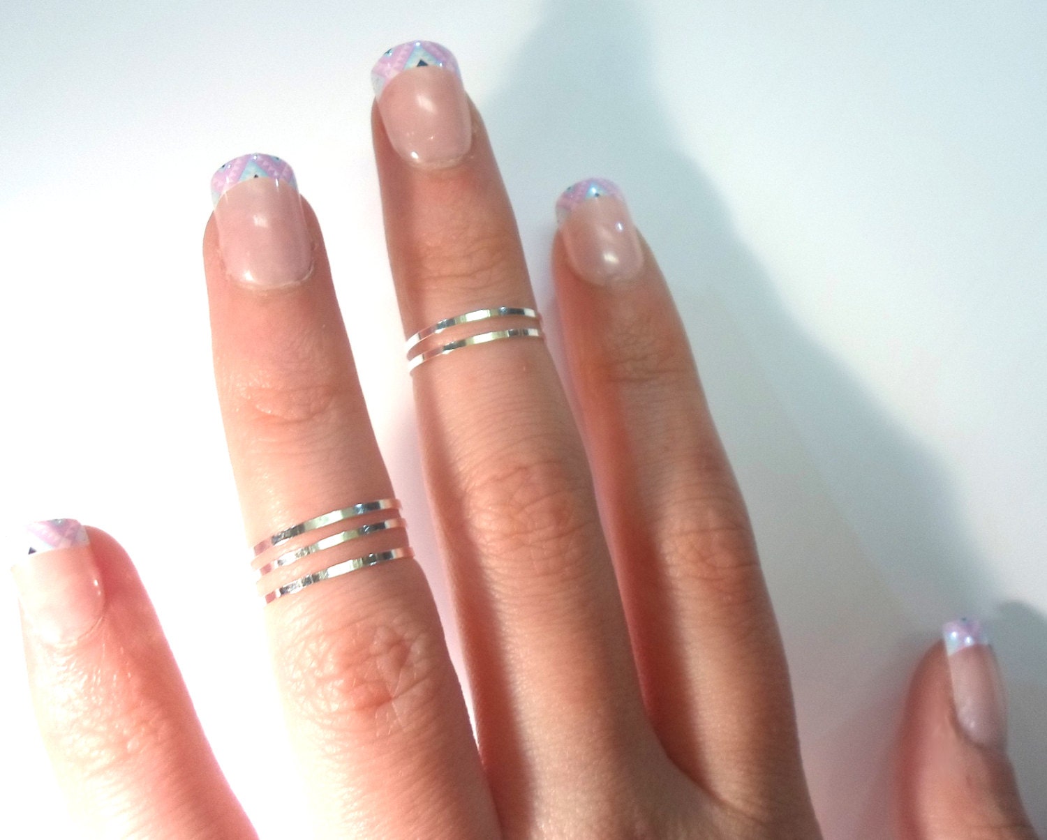 5 Above the Knuckle Rings -Silver Rings - set of 5 stack midi rings