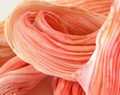 Pleated Silk Scarf, Hand Dyed in Peach, Orange, Gold and Rose