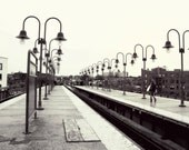 Walking Towards the Front, NYC Subway Station 8x12 Photography Print, New York City Black and White