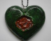 Green Wounded Heart Necklace