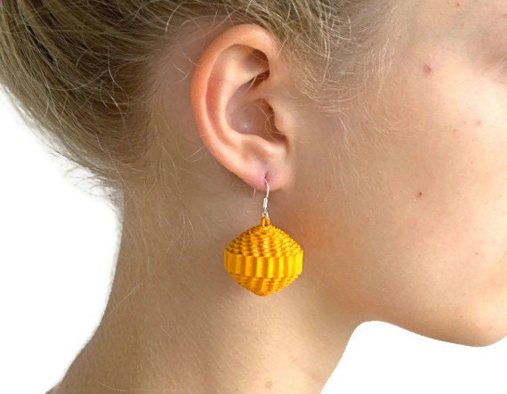Sun yellow: Statement Earrings PALLA - made of corrugated cardboard