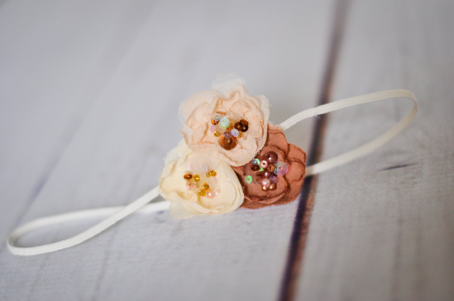 Baby Headband - Newborn Headband - Flower Headband - Newborn Photo Prop - Skinny Headband - Photography Prop - Flower Girl - Ombre Headband