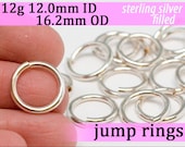 12 pcs 12g 12.0mm ID 16.2mm OD 1/2 troy oz silver filled open jump rings 12g12.00 jumprings jewelry supplies findings links silverfilled
