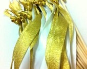 100 Gold or Silver Metallic Ribbon and Satin Wedding Wands Any Color with 2 Bells