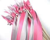 350 Wedding Wands: ANY COLOR Two Satin Ribbon Streamers with Two SILVER Bells