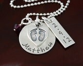 New Baby - Sterling Silver Personalized Mommy / Grandma Birthstone Necklace