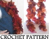Ruffle Scarf PATTERN - INSTANT Download - How to Crochet a Lace Ruffle Scarf, using Sashay Yarn, PDF download sent by email link