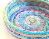 Coiled fabric bowl basket pastel rainbow colors - LeahsHeart