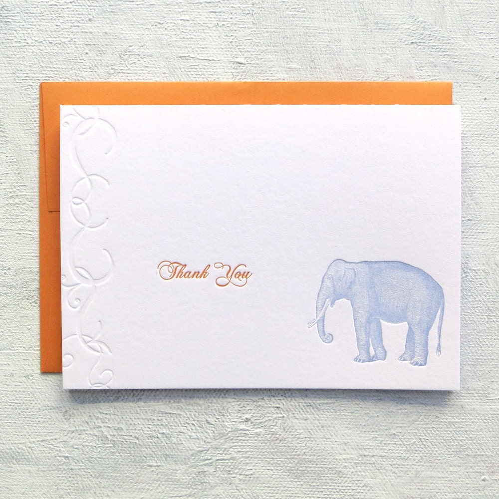 Letterpress Thank You Set - Elephant