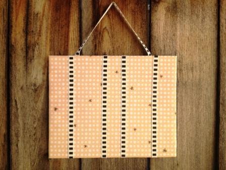 Yellow and White Polka Dots with Bees Hairclip Holder Board