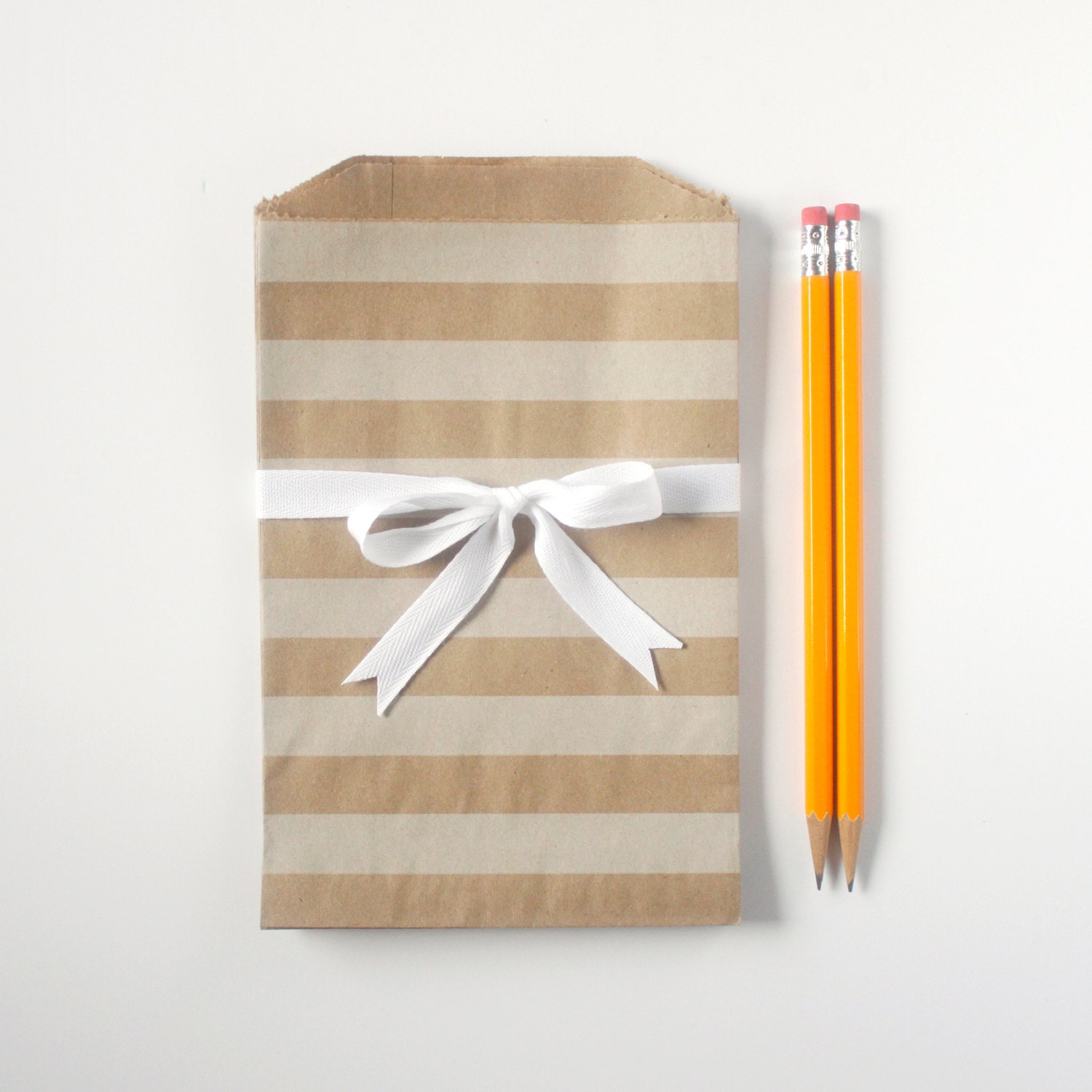 Kraft & White Striped Bitty Bags (set of 10)