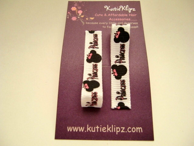 Spring SALE - New - Minnie Mouse Princess Printed Hair Clips - 1.00 DOLLAR Hair Accessory, Party Favor, Hairclip, Clippie, Hairbow
