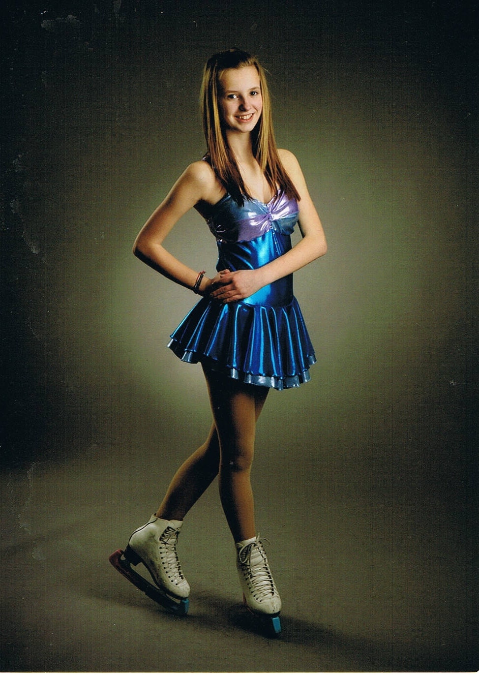 Blue and purple figure skating dress