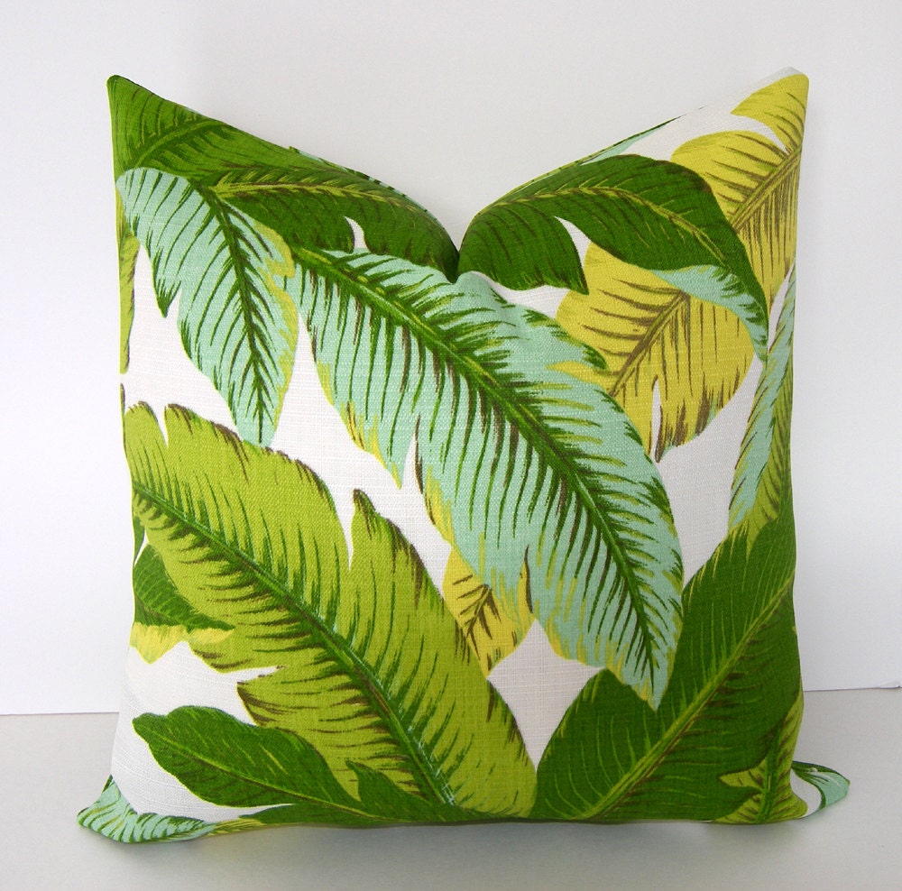Decorative Designer Pillow Cover - 18x18 inches - Tropical Palm Leaves - Accent Pillow - Toss Pillow - Throw Pillow