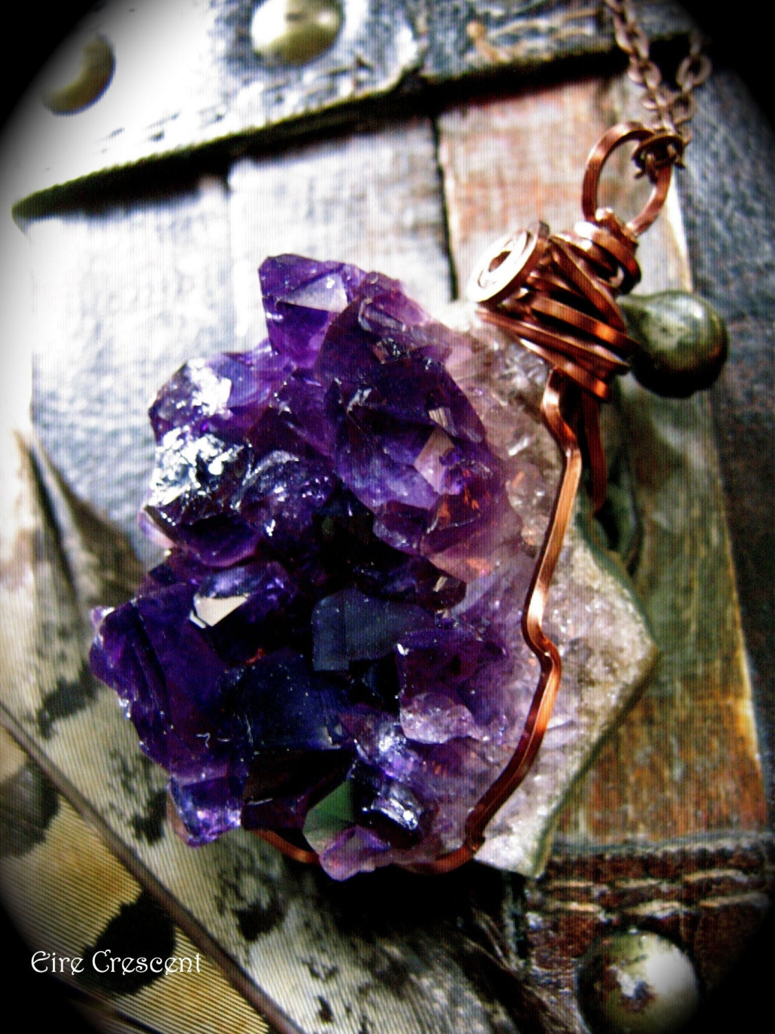 Large Dark Amethyst Geode- Necklace