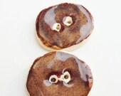 Rust Russet Sienna Taupe Handmade Ceramic Button Round Freeform Pair Set Pottery for Couture Sweater Coat Knitting Sewing Crafting Felting