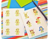 12 illustrated zombie square color stickers 2 sheets