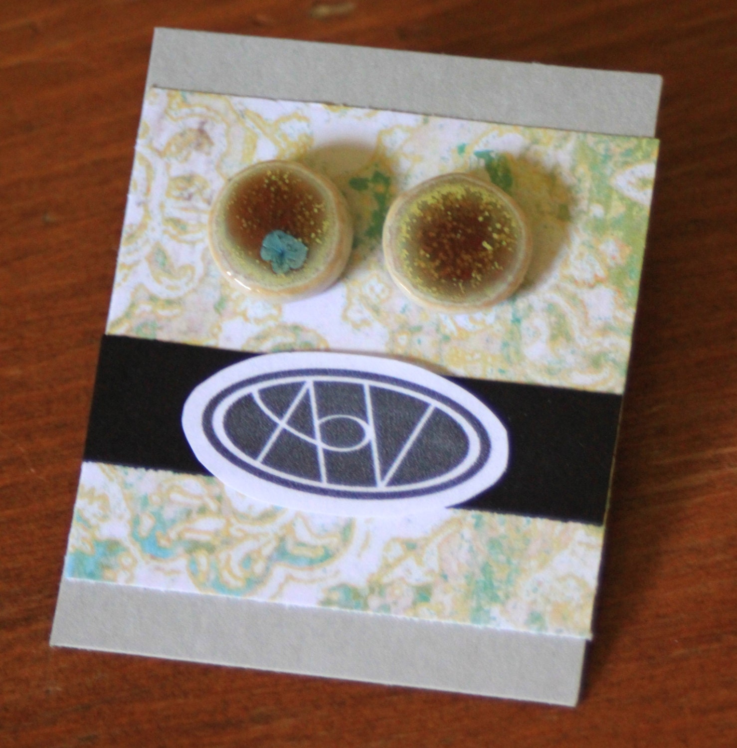 Amber and Turquoise Crystalline Earrings
