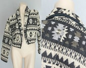 30% OFF. 1980's. southwestern print. pea coat. mad men. vintage jacket. Sz m/l.