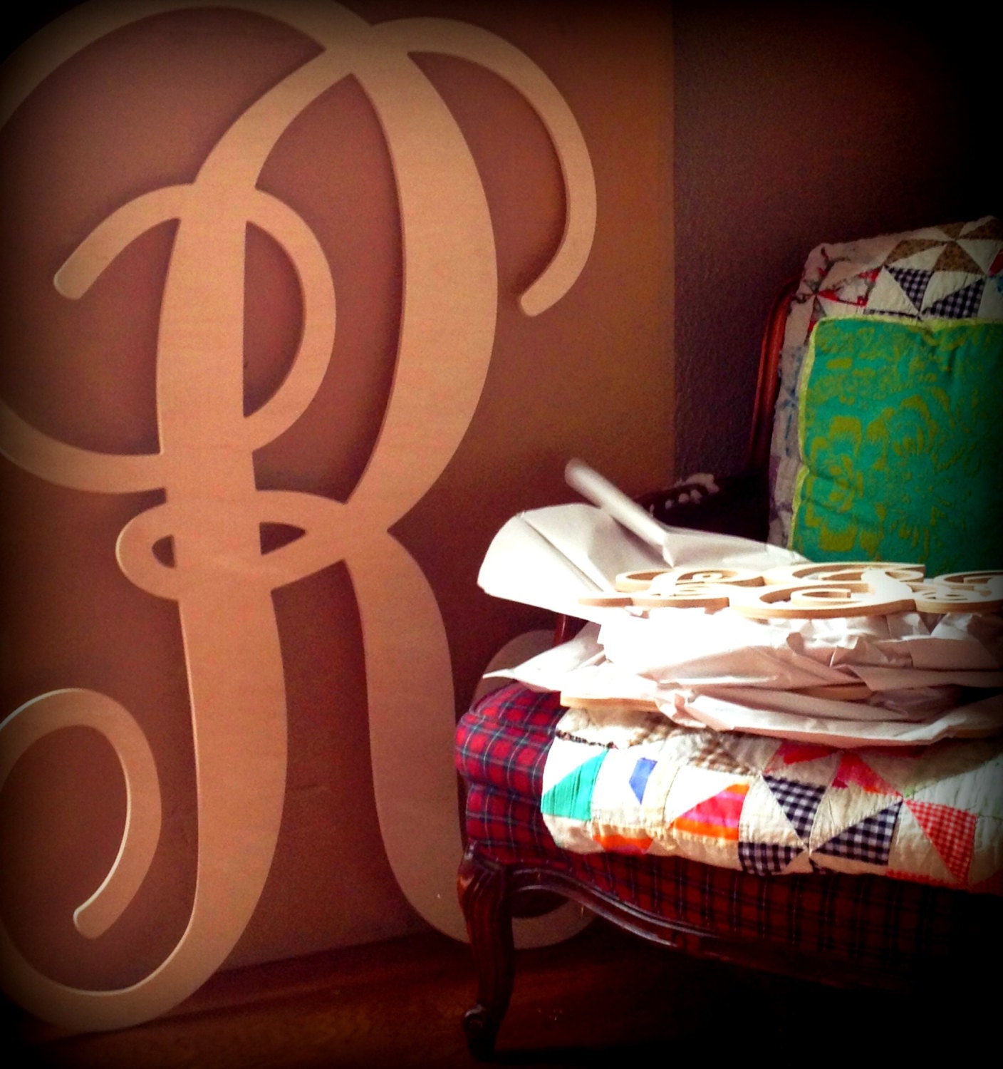 Extra Large Wall Letter UNFINISHED - 48 INCH 4 FT Custom Script Custom Monogram Decor Wood Initials Modern Wall Decor Letters Wood Letters