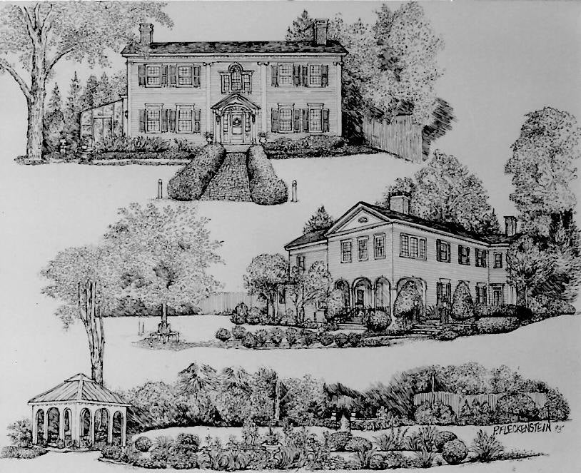 HOUSE PORTRAIT-Pen and Ink-Custom Original Drawing showing 3 Views Montage