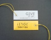Personalized and funny Wedding gift for The Couple - SET of 2 custom leather Luggage Tags cheering The Honeymooners on.