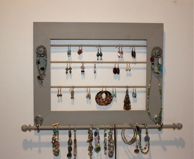 Gray Jewelry Organizer for Earrings, Accessory Holder for Necklaces and Bracelets.