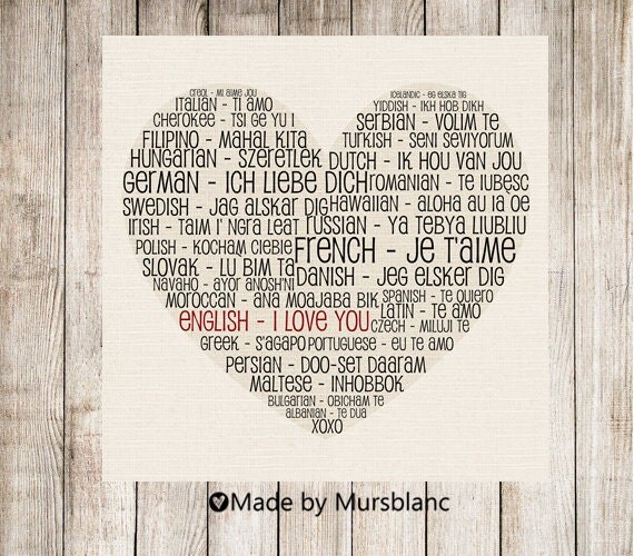 I love you - Typography  Art Print- Handmade by Mursblanc on Etsy- 8x8