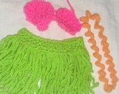 Toddler Girls Crochet Hula, Hawaiian, Luau, Grass skirt, Coconut Bra, Island Photo Prop set-