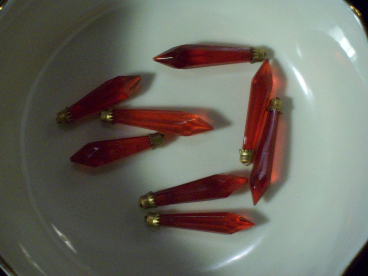 Faceted Pendalogues, Antique Vintage, Ruby, Glass, Dangle Beads, NOS, Different Cap, necklaces, earrings, jewelry, jeweler, jewelry maker