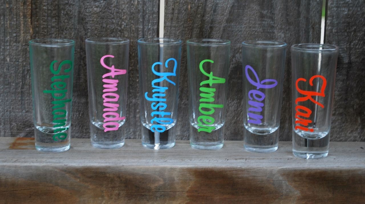 SET OF EIGHT-  Personalized Shot Glasses